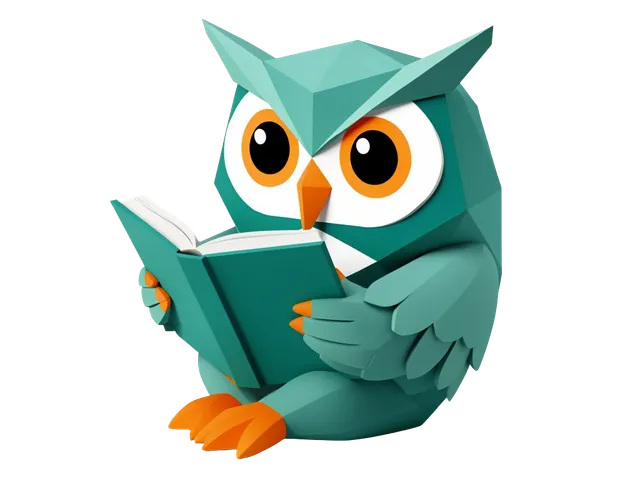 Een glazen uil die een boek leest